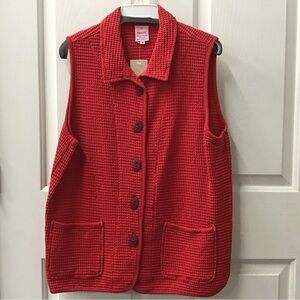 NWT large Red Button-Up Sleeveless Vest